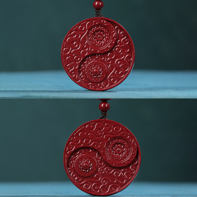 Zinnober-Yin-Yang-Halskettenanhänger für Ruhe und Schutz