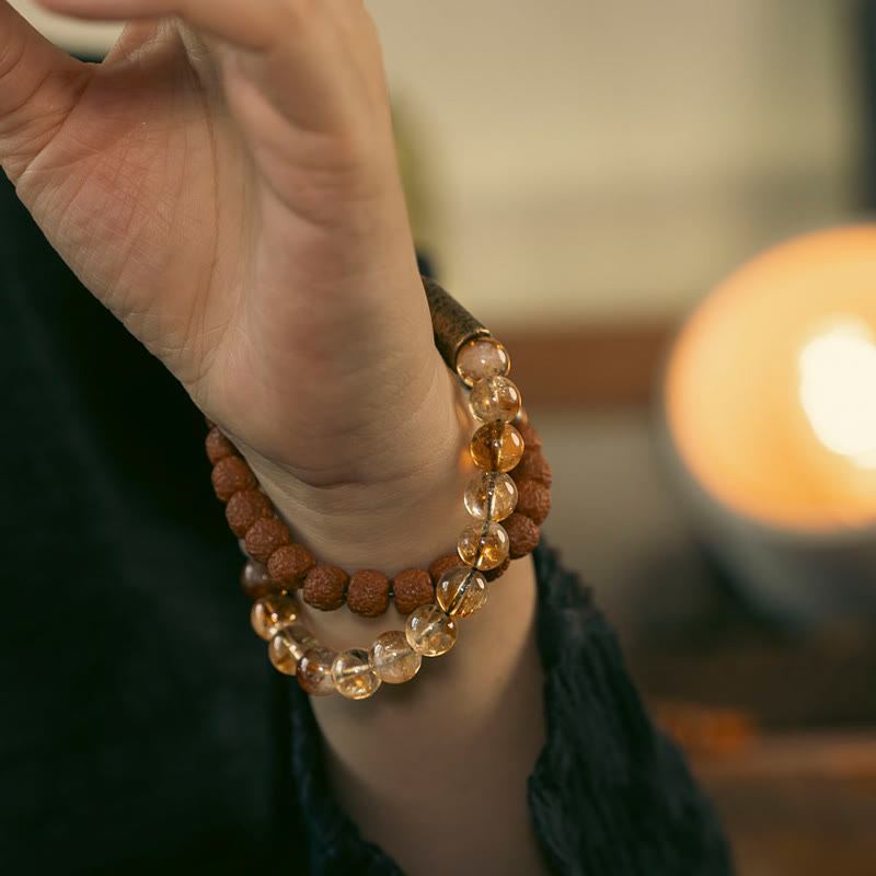 Citrin-Doppelwickelarmband für Wohlstand und Überfluss