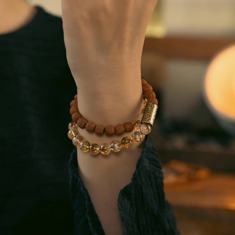 Citrin-Doppelwickelarmband für Wohlstand und Überfluss