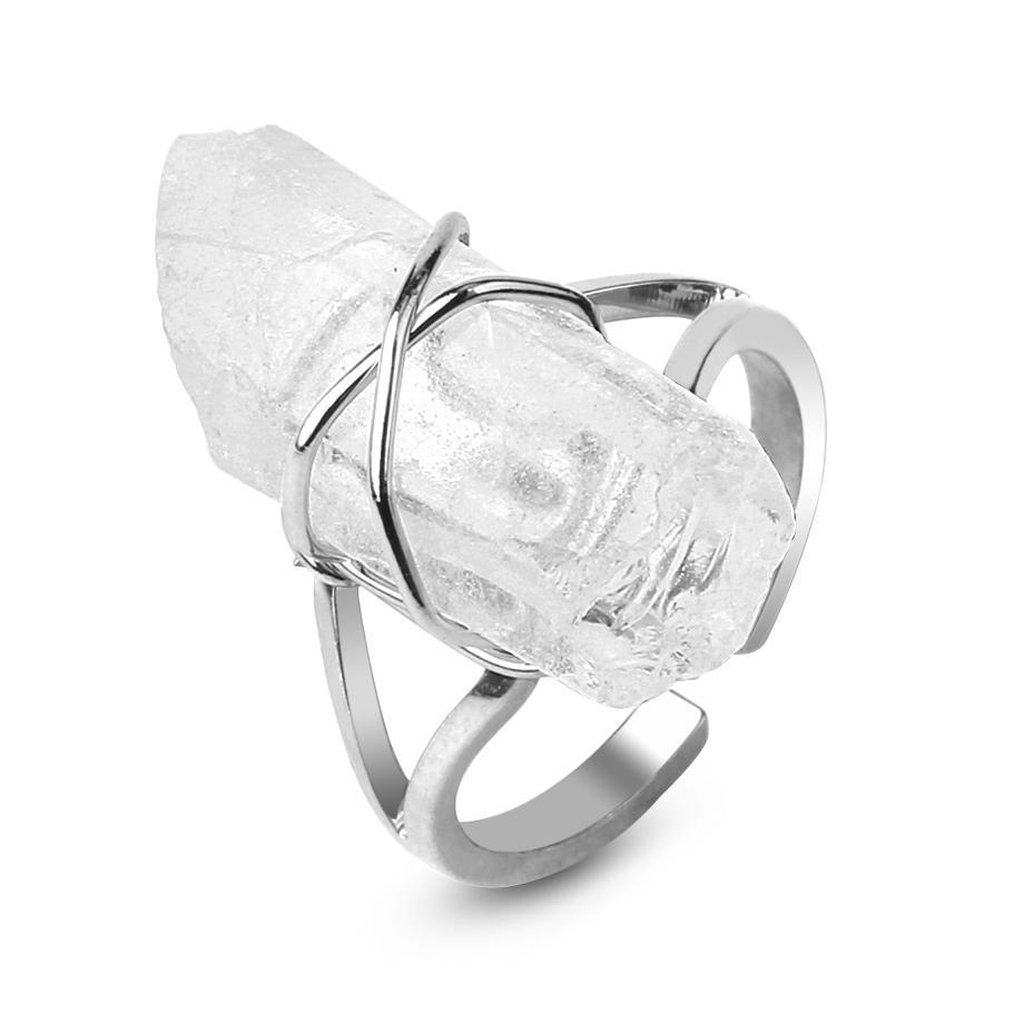 Offener Ring aus reinigendem Quarz + KOSTENLOSES Quarzarmband