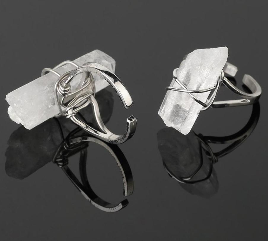 Offener Ring aus reinigendem Quarz + KOSTENLOSES Quarzarmband