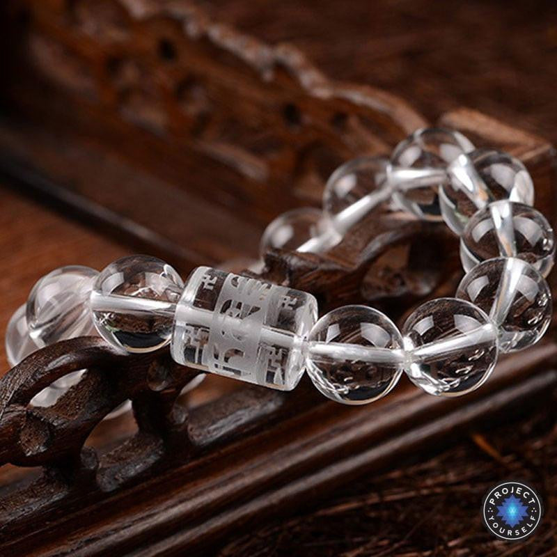 Mantra-Armband aus klarem Quarz für spirituelle Klarheit