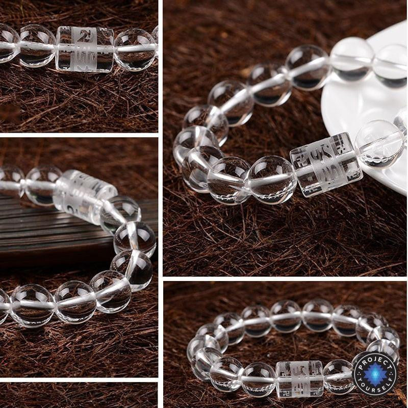 Mantra-Armband aus klarem Quarz für spirituelle Klarheit