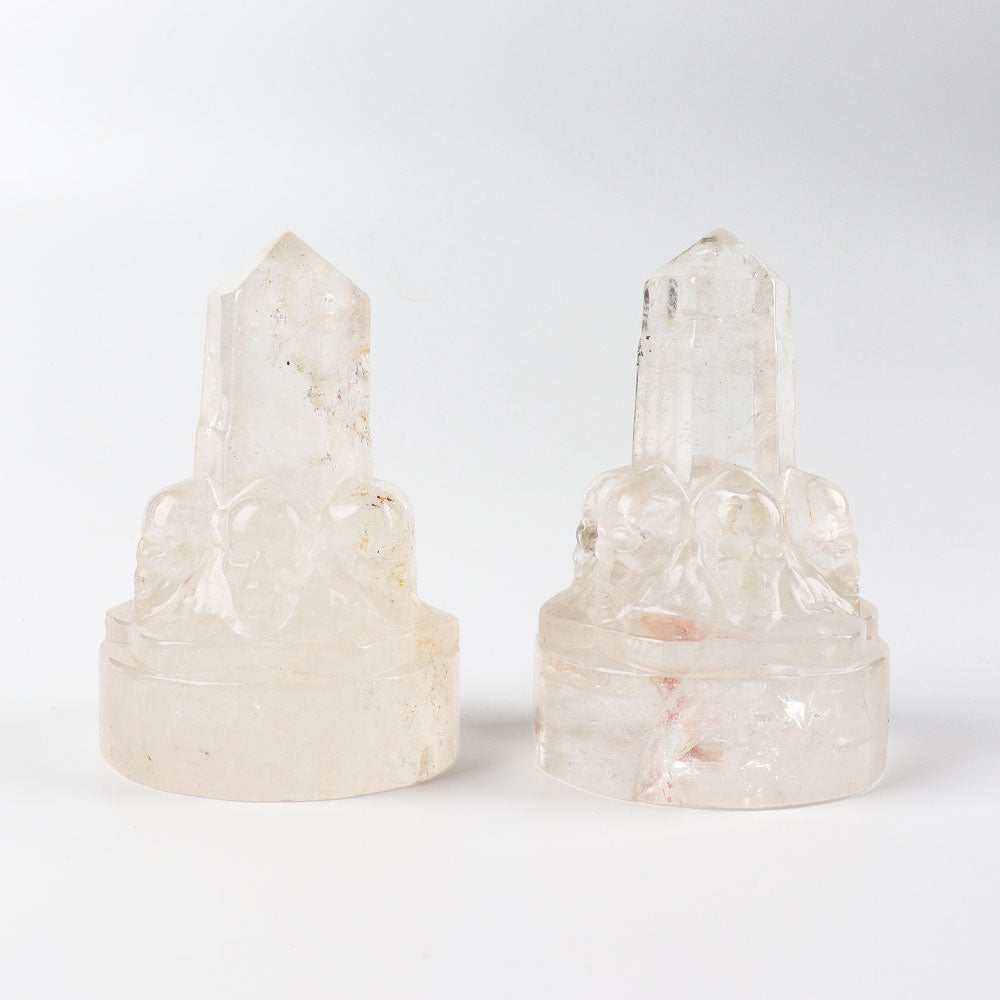 Clear Quartz Skull Crystal Point 3-4 inches Carving