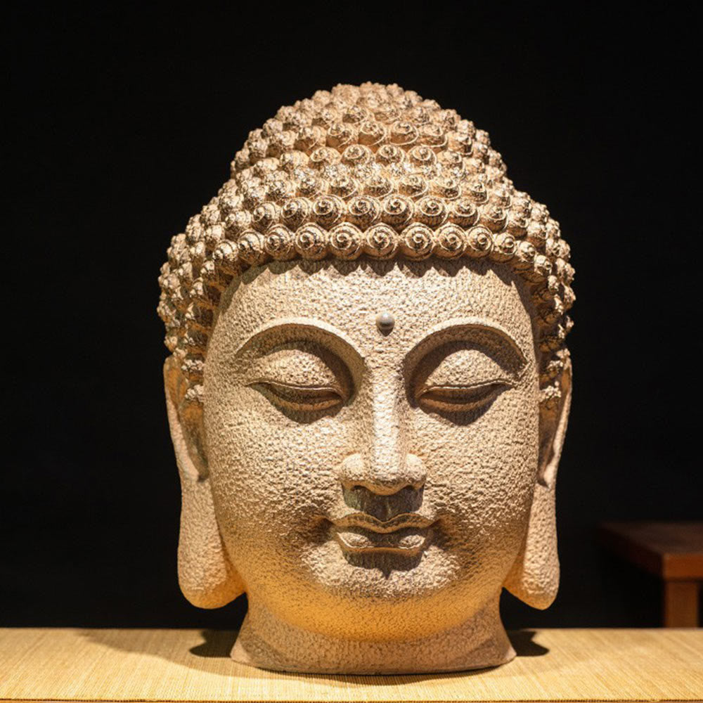 Meditierende Buddha-Statue aus Kunstharz mit geschlossenen Augen – 42 cm