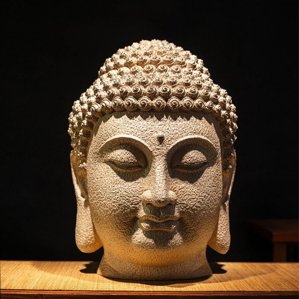 Meditierende Buddha-Statue aus Kunstharz mit geschlossenen Augen – 42 cm