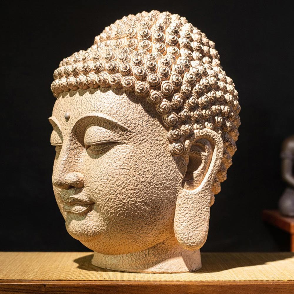 Meditierende Buddha-Statue aus Kunstharz mit geschlossenen Augen – 42 cm