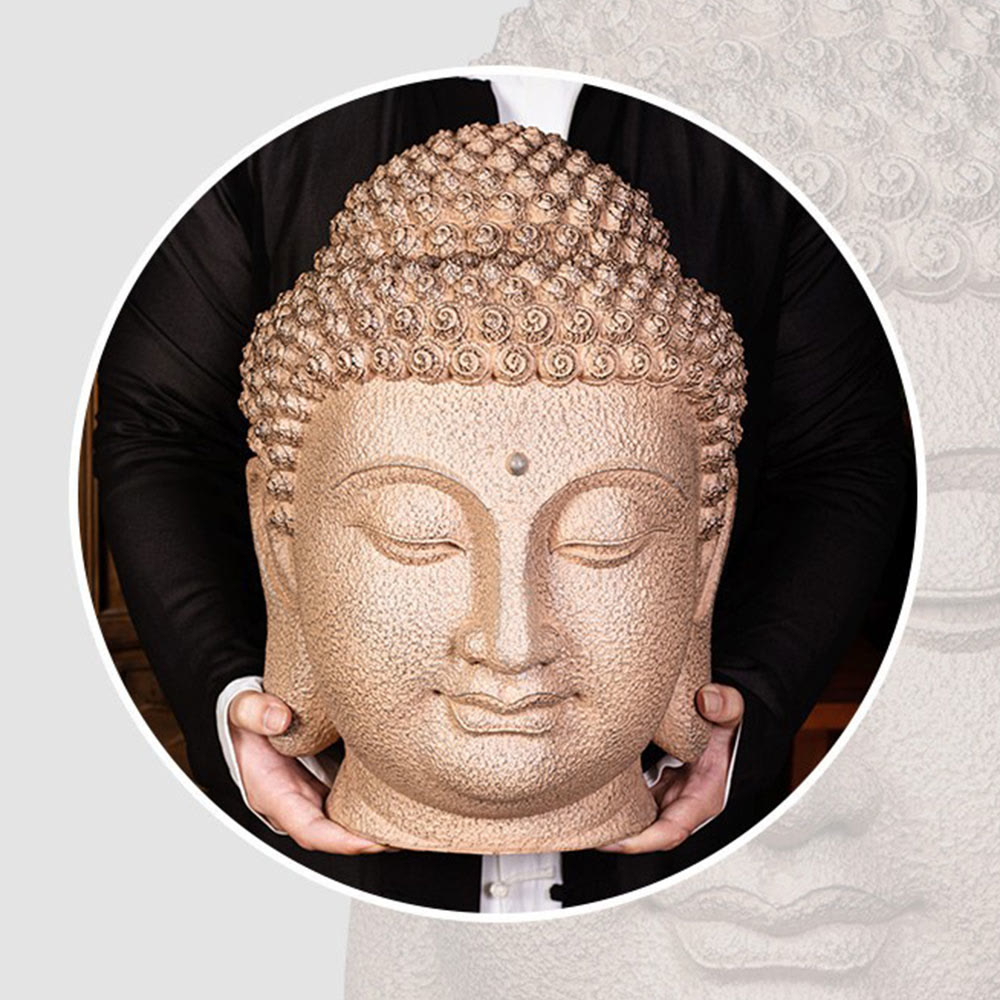 Meditierende Buddha-Statue aus Kunstharz mit geschlossenen Augen – 42 cm