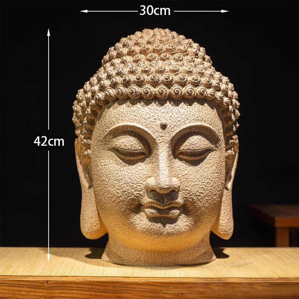 Meditierende Buddha-Statue aus Kunstharz mit geschlossenen Augen – 42 cm