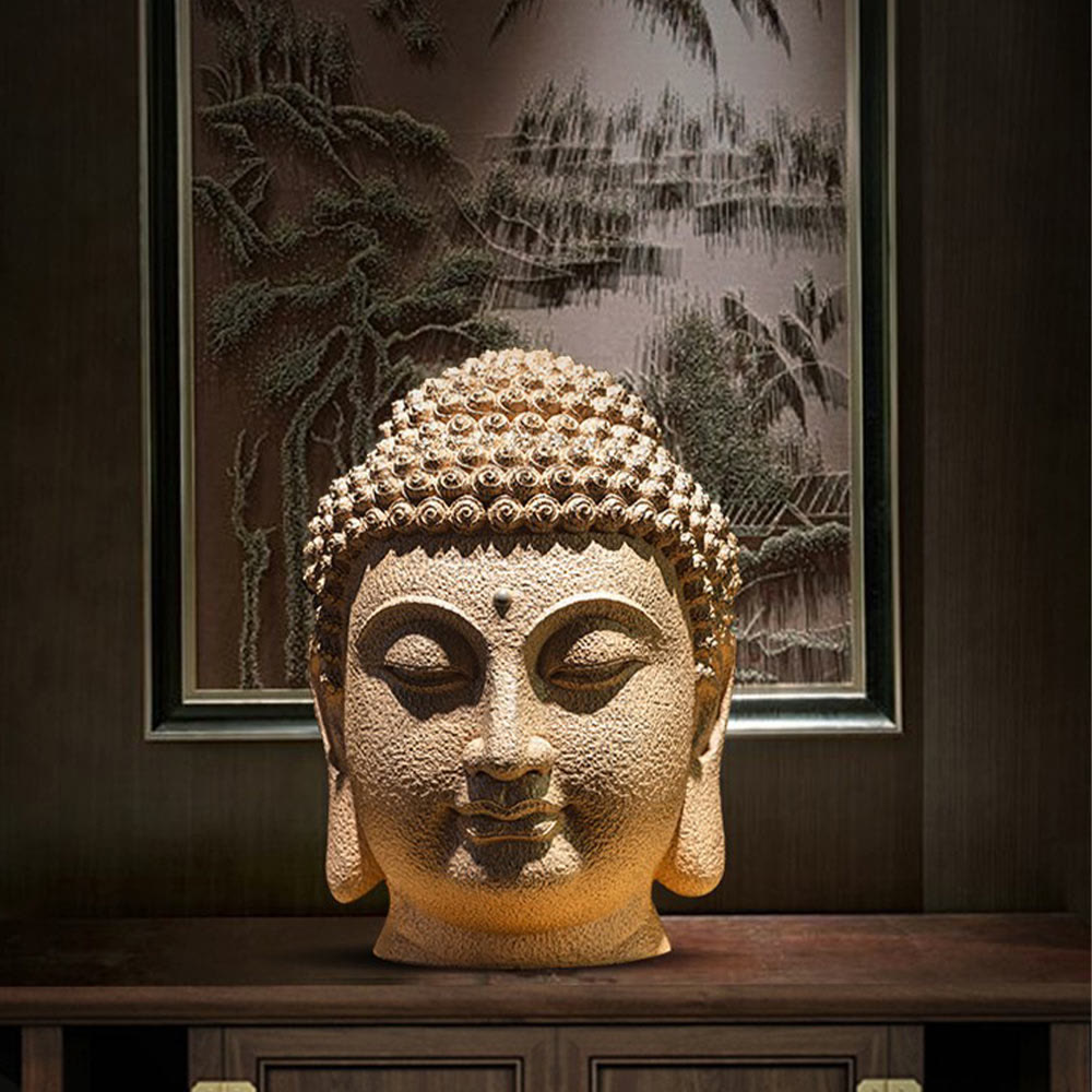 Meditierende Buddha-Statue aus Kunstharz mit geschlossenen Augen – 42 cm