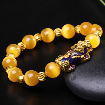 Farbwechselndes PiXiu-Armband mit Chrysoberyll-Katzenauge