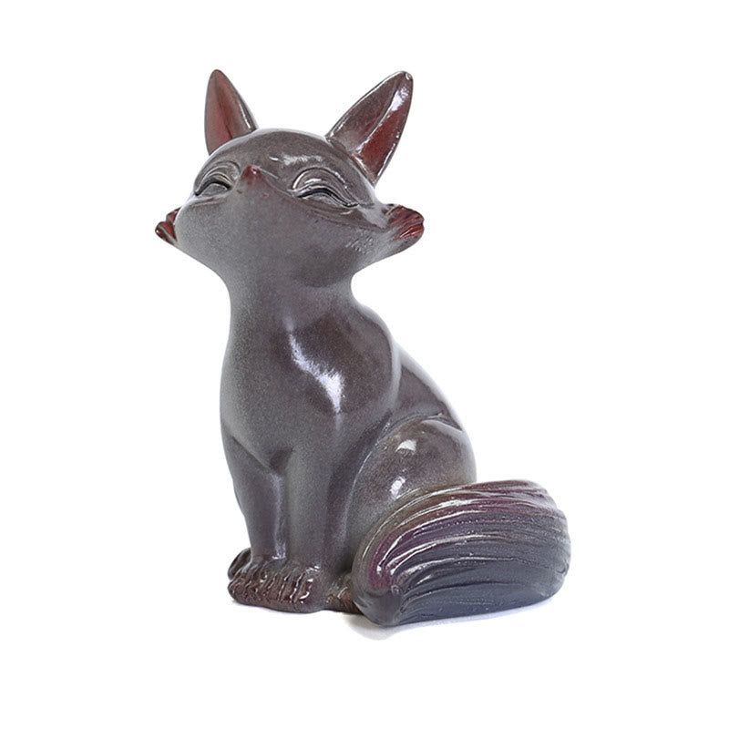 Farbwechselnde Fuchs-Teetier-Figur aus Kunstharz | Zen-Dekor