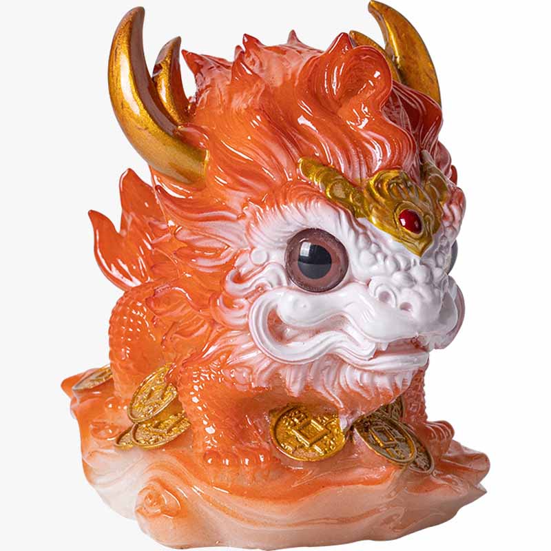 Farbwechselnde Kirin-Statue aus Kunstharz, spirituelle Statue, Zen-Dekoration für Zuhause