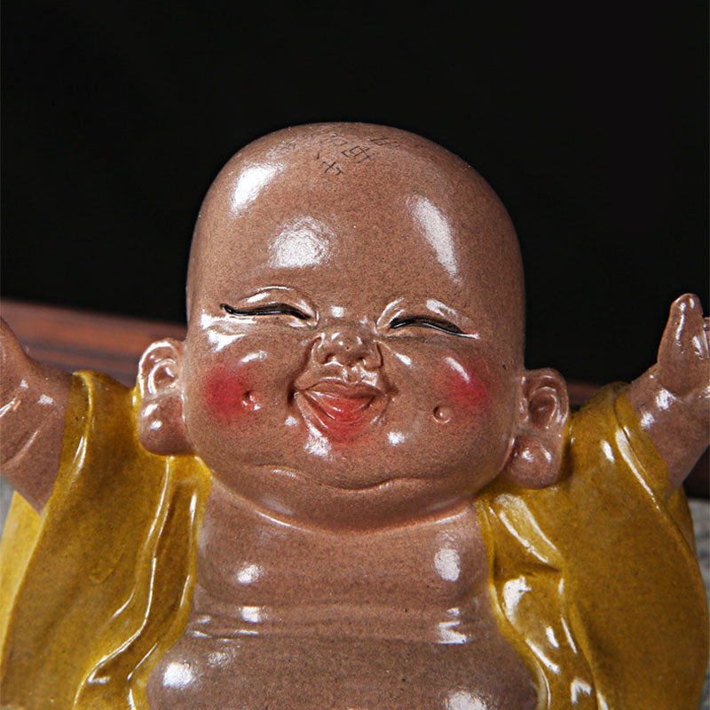 Farbwechselnder lachender Buddha aus Harz-Teetier