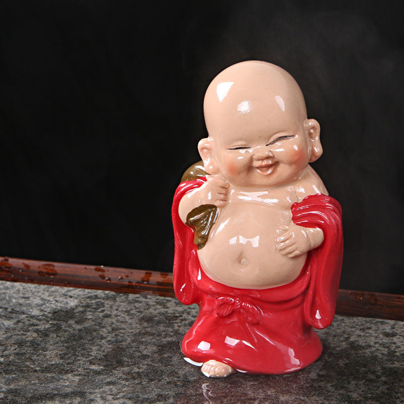 Farbwechselnder lachender Buddha aus Harz-Teetier