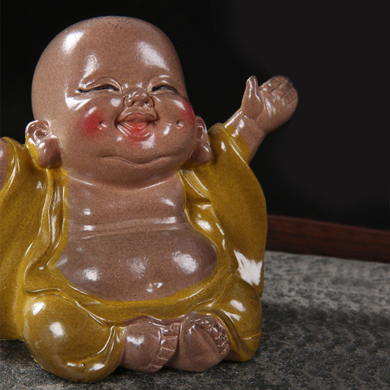Farbwechselnder lachender Buddha aus Harz-Teetier