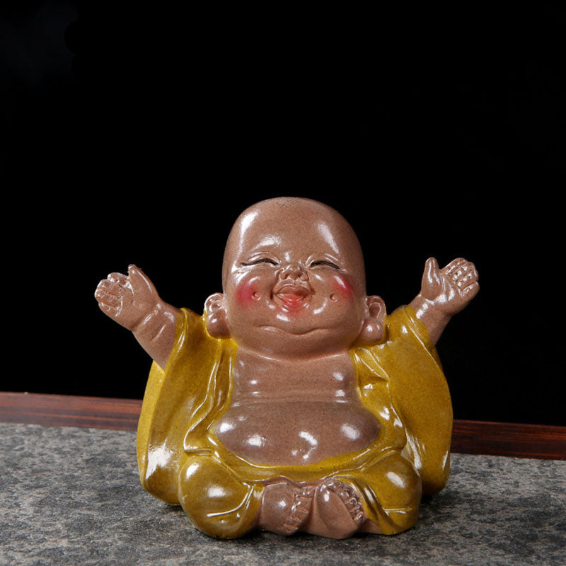 Farbwechselnder lachender Buddha aus Harz-Teetier