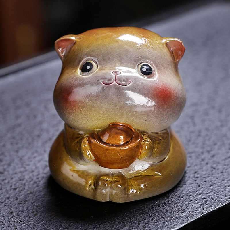Farbwechselnde Mini-Katze aus Harz, Teehaustier, Zen-Dekor-Figur