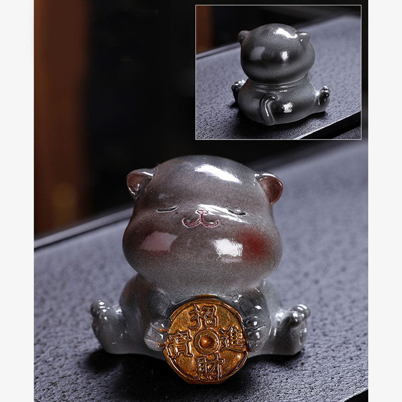 Farbwechselnde Mini-Katze aus Harz, Teehaustier, Zen-Dekor-Figur
