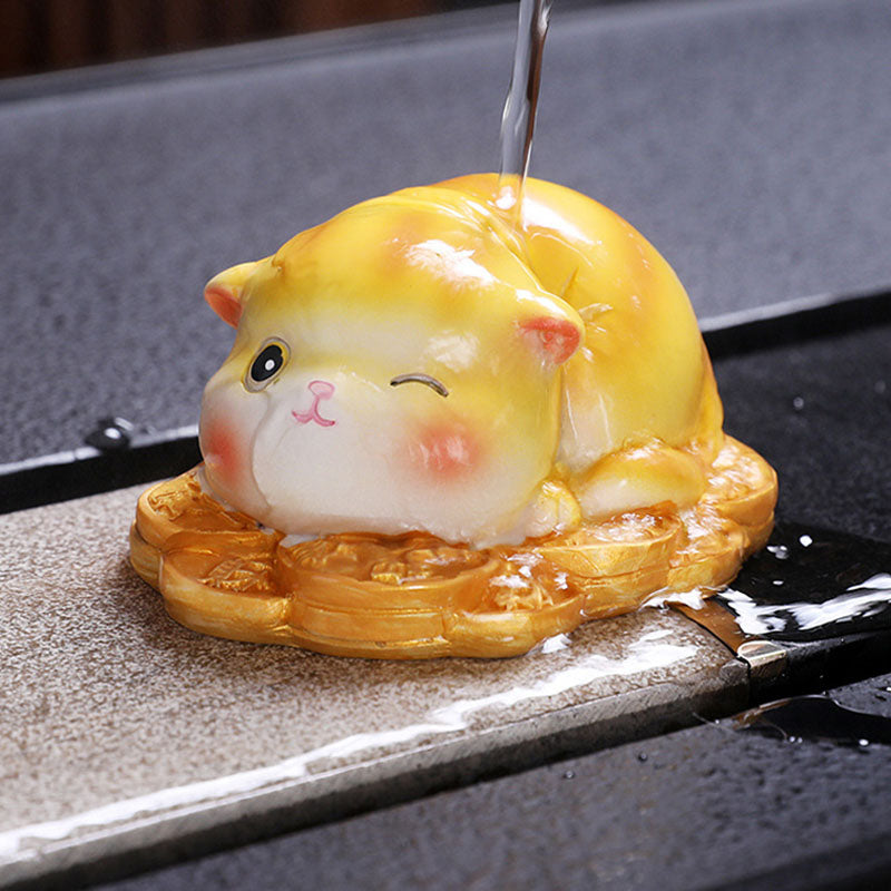 Farbwechselnde Mini-Katze aus Harz, Teehaustier, Zen-Dekor-Figur
