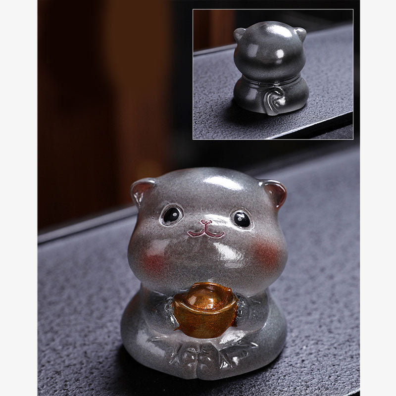 Farbwechselnde Mini-Katze aus Harz, Teehaustier, Zen-Dekor-Figur