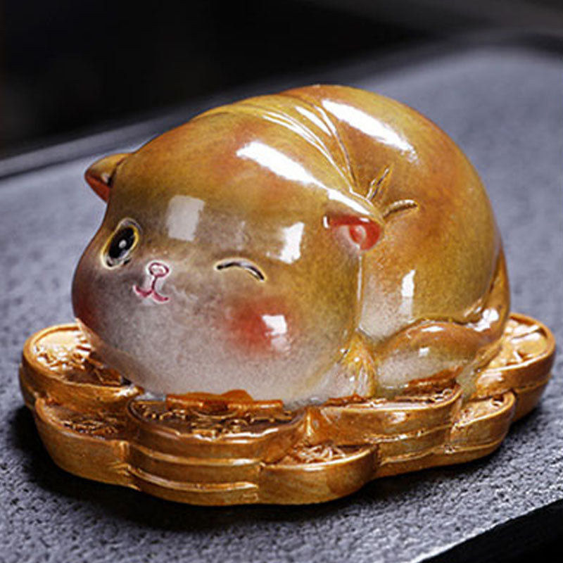 Farbwechselnde Mini-Katze aus Harz, Teehaustier, Zen-Dekor-Figur