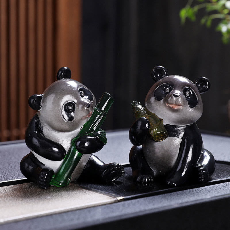 Farbwechselnde Panda-Teetierfigur aus Bambusharz