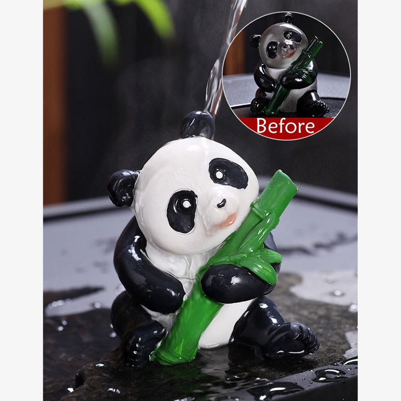 Farbwechselnde Panda-Teetierfigur aus Bambusharz