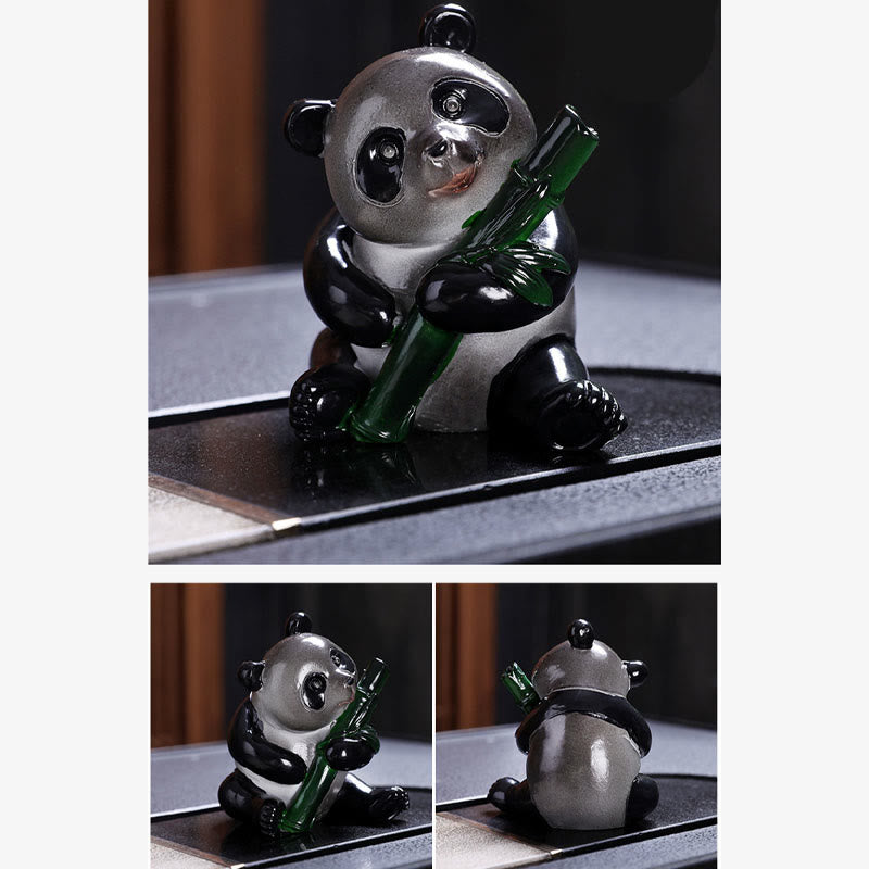 Farbwechselnde Panda-Teetierfigur aus Bambusharz