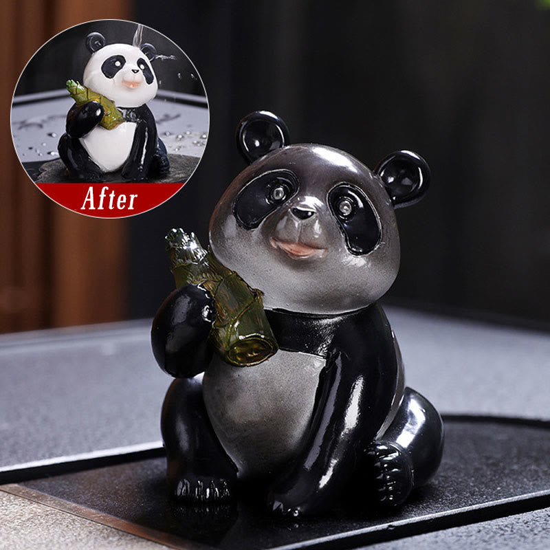 Farbwechselnde Panda-Teetierfigur aus Bambusharz