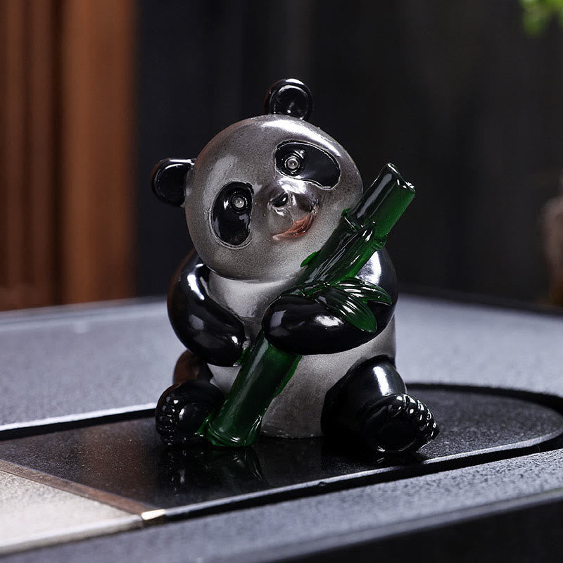 Farbwechselnde Panda-Teetierfigur aus Bambusharz