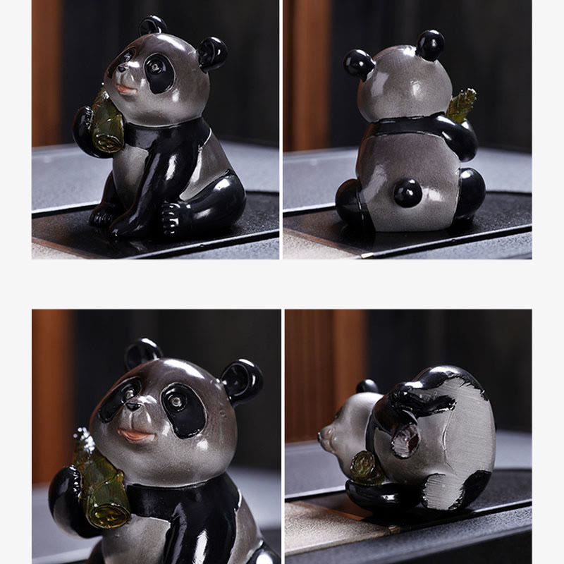 Farbwechselnde Panda-Teetierfigur aus Bambusharz