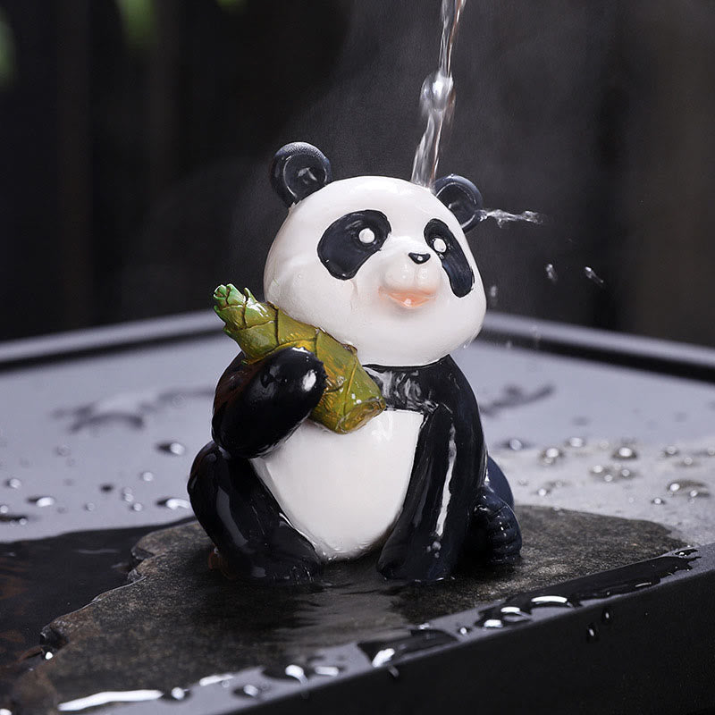 Farbwechselnde Panda-Teetierfigur aus Bambusharz