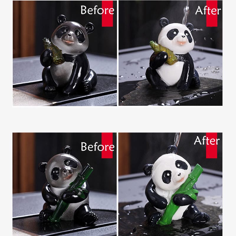 Farbwechselnde Panda-Teetierfigur aus Bambusharz