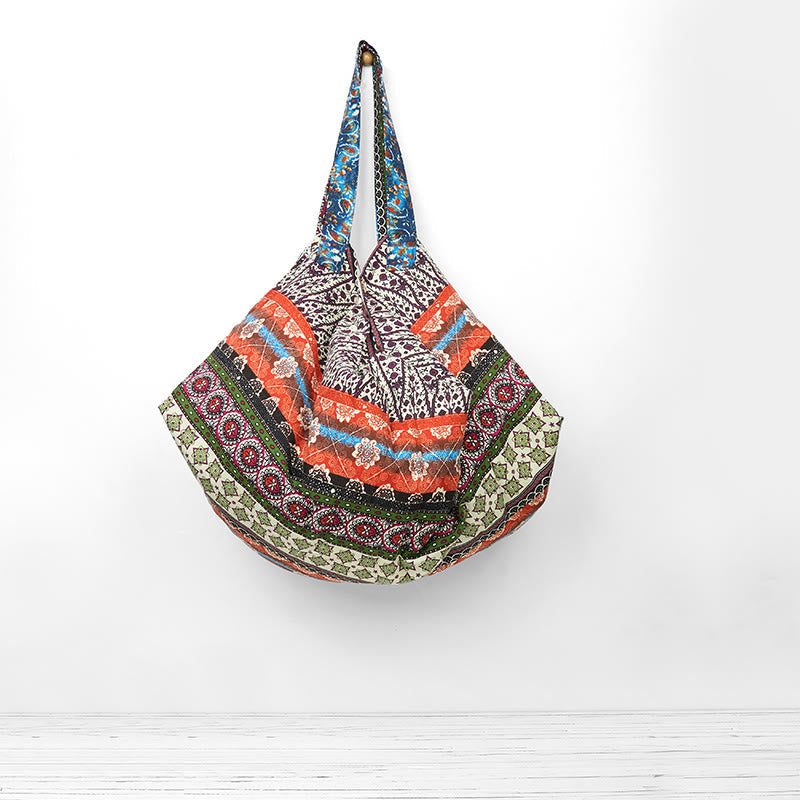 Baumwoll-Umhängetasche mit farbigen Streifen für Yoga-Utensilien