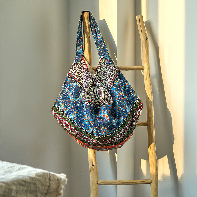 Baumwoll-Umhängetasche mit farbigen Streifen für Yoga-Utensilien