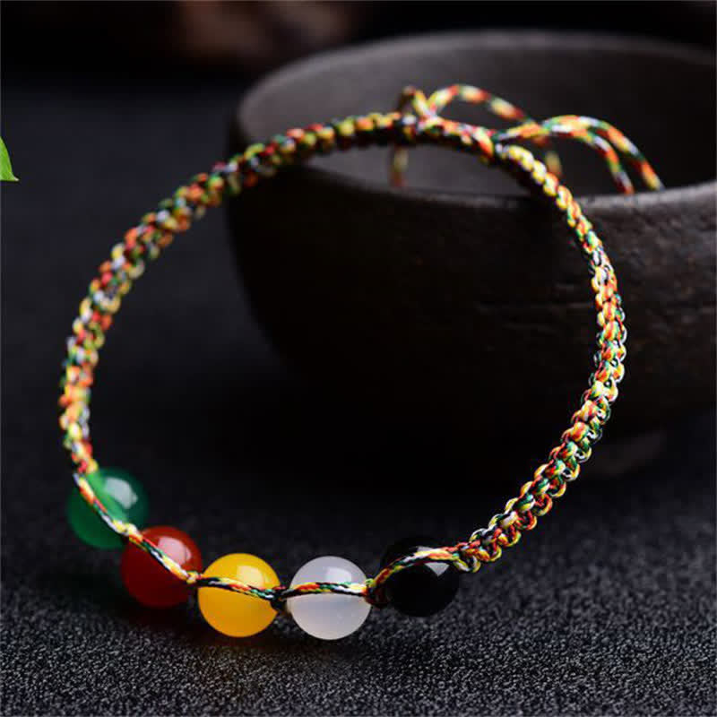 Buntes Achat-Fünf-Elemente-Armband, 8 mm