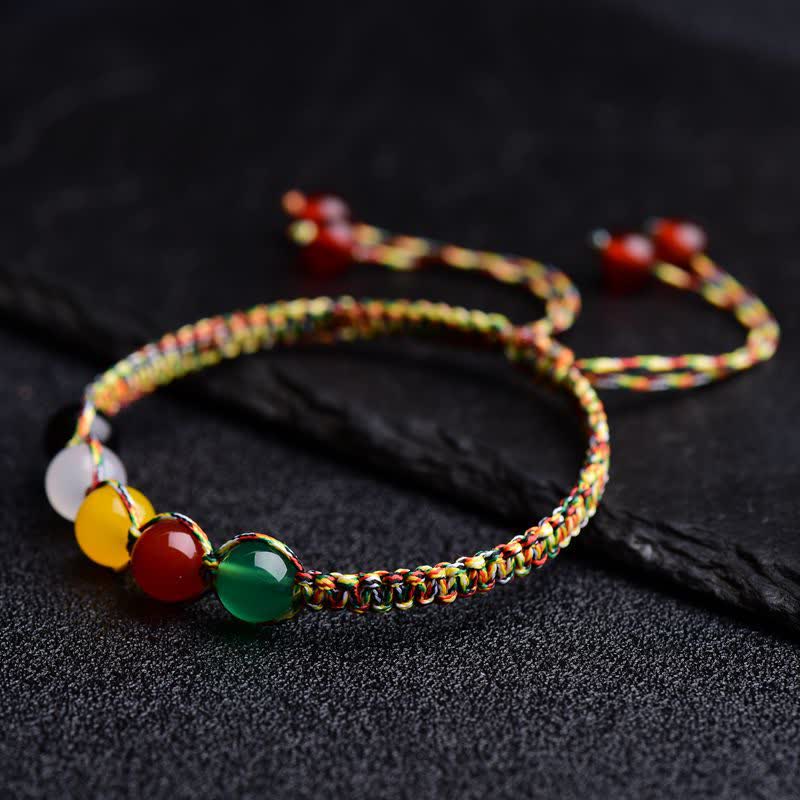 Buntes Achat-Fünf-Elemente-Armband, 8 mm