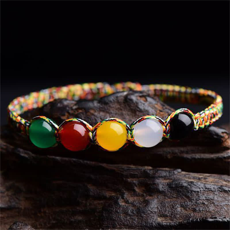 Buntes Achat-Fünf-Elemente-Armband, 8 mm