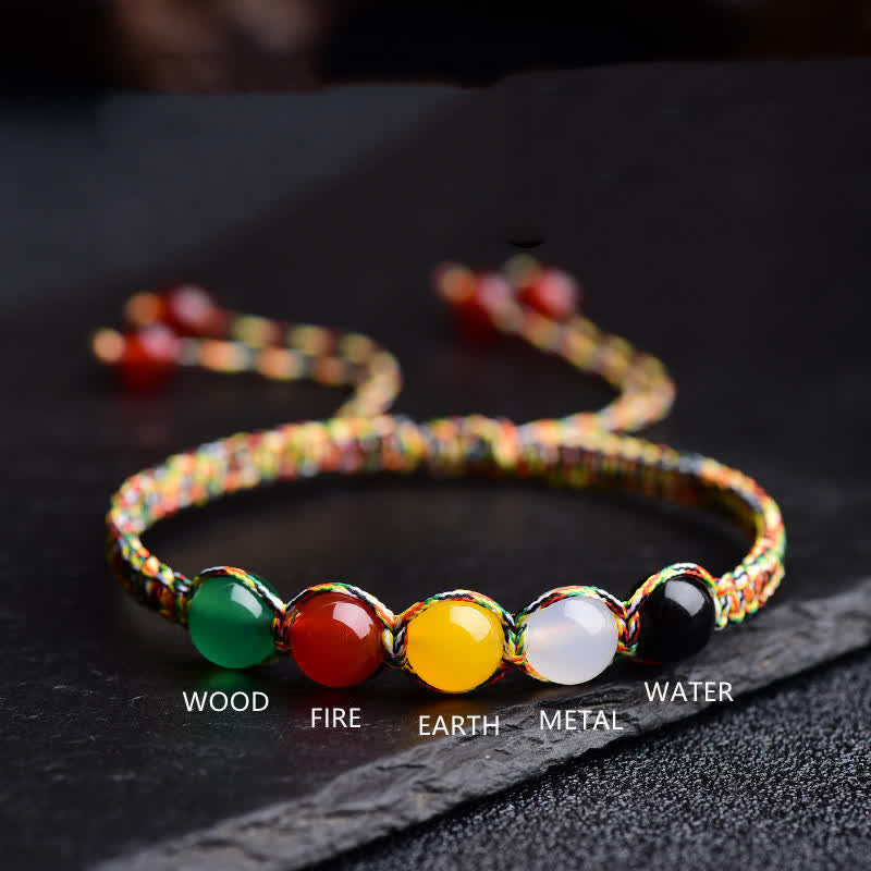 Buntes Achat-Fünf-Elemente-Armband, 8 mm