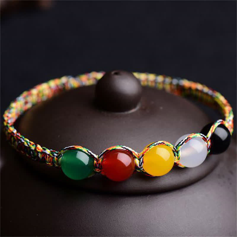 Buntes Achat-Fünf-Elemente-Armband, 8 mm