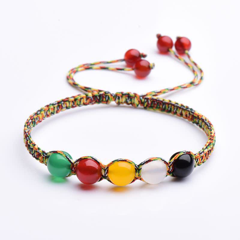 Buntes Achat-Fünf-Elemente-Armband, 8 mm