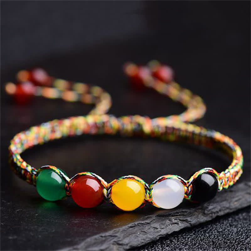 Buntes Achat-Fünf-Elemente-Armband, 8 mm