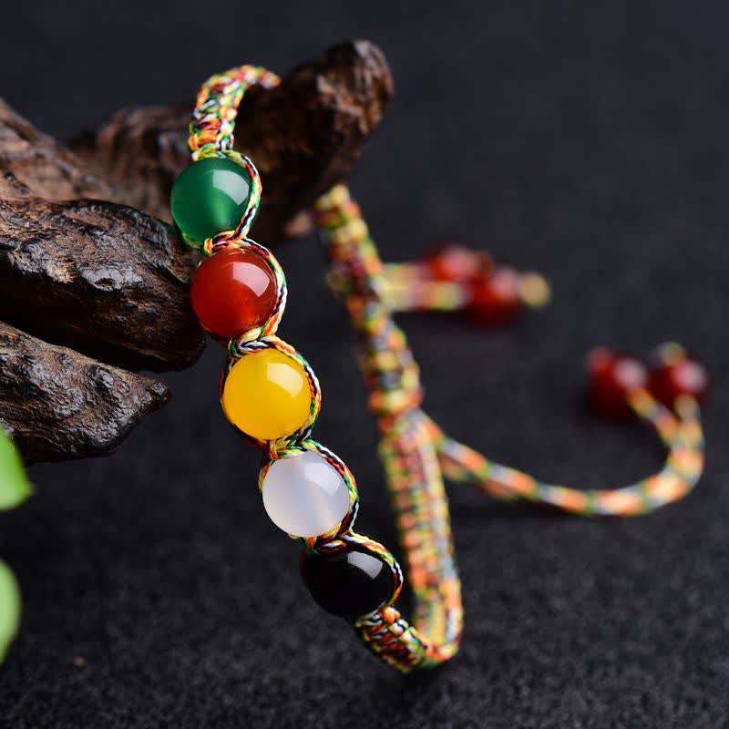 Buntes Achat-Fünf-Elemente-Armband, 8 mm