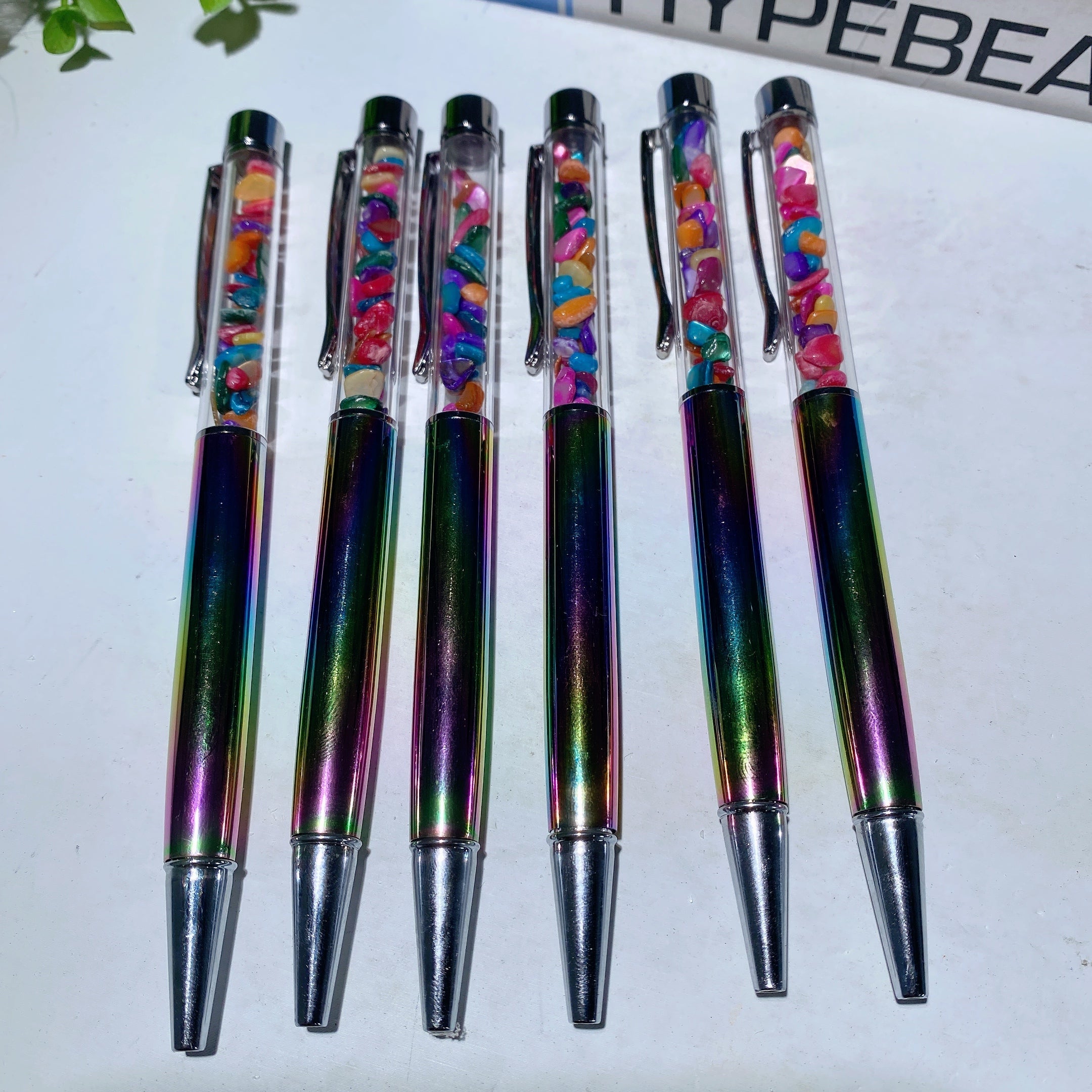 Colorful Aura Crystal Chips Healing Pen 5.5 Inch