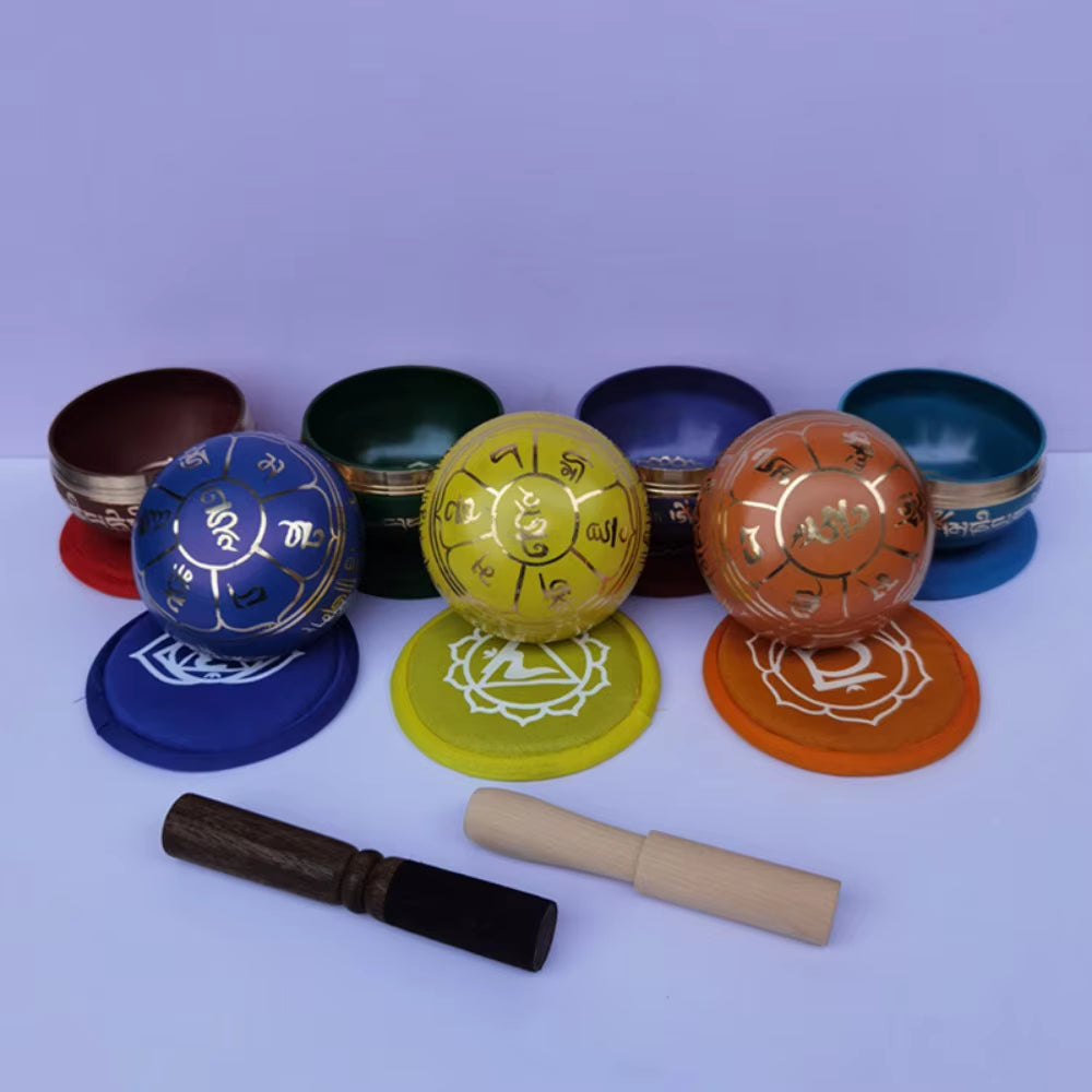 8Cm Colorful Nepal Singing Bowl Brass Buddhist Tibetan Bowls Chakras Yoga Meditation Mindfulness Handmade Sound Bowl Accessories