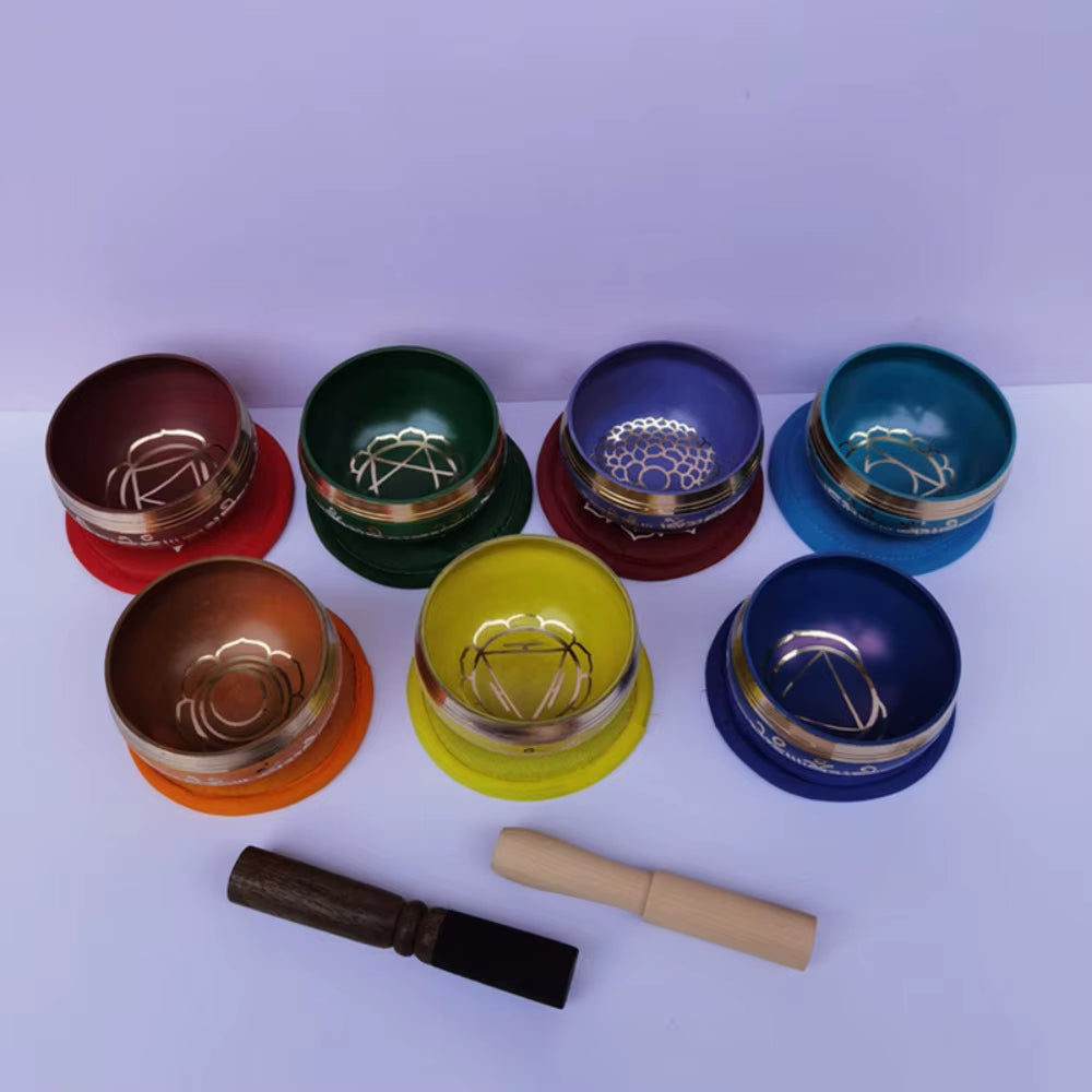 8Cm Colorful Nepal Singing Bowl Brass Buddhist Tibetan Bowls Chakras Yoga Meditation Mindfulness Handmade Sound Bowl Accessories