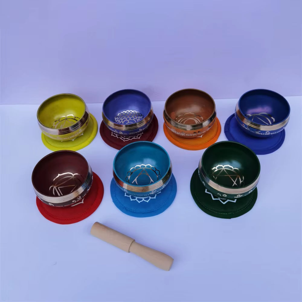 8Cm Colorful Nepal Singing Bowl Brass Buddhist Tibetan Bowls Chakras Yoga Meditation Mindfulness Handmade Sound Bowl Accessories