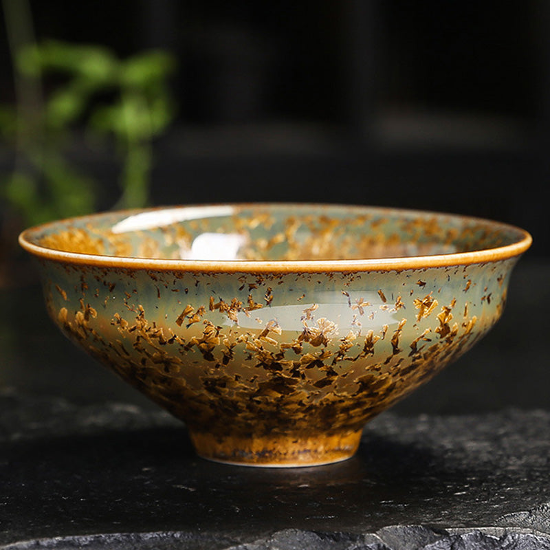 Bunte braune chinesische Teetasse aus Keramik, Größe 210 ml