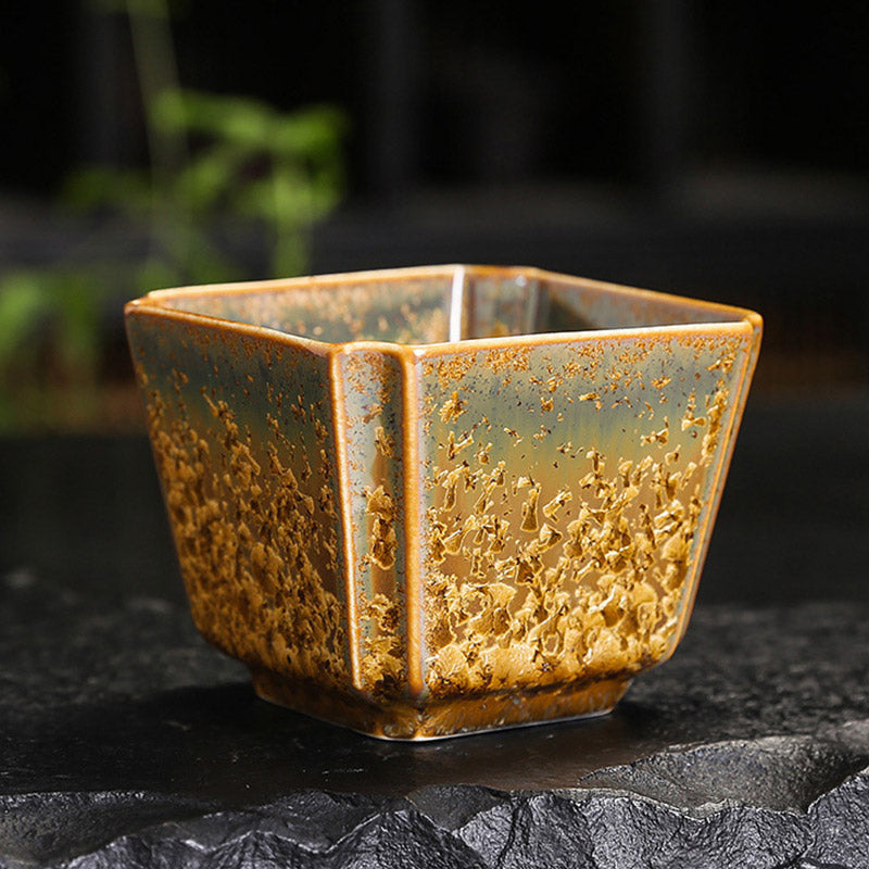 Bunte braune chinesische Teetasse aus Keramik, Größe 210 ml